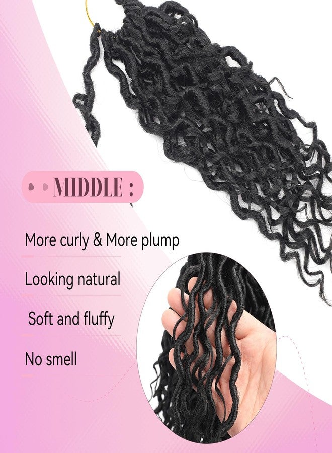 وصلات شعر كروشيه قصيرة من نوع Goddess Locs بطول 10 بوصات، بتصميم ريفر لوكس بوهيمي هيبي مموج مع شعر مجعد في المنتصف والأطراف (7 عبوات، 10 بوصات، 1B) - Image 4